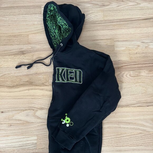 Wicked Green For Good Black Zip Up Hoodie Size Medium - Picture 2 of 6